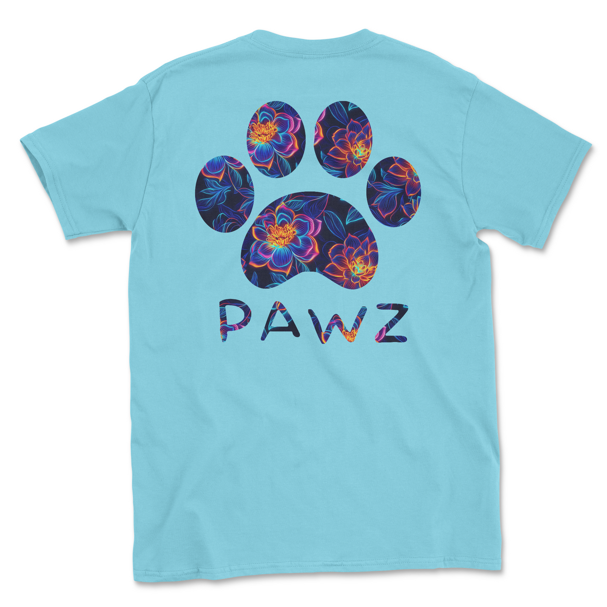 Neon Floral Print (Adult Short Sleeve T-Shirt)